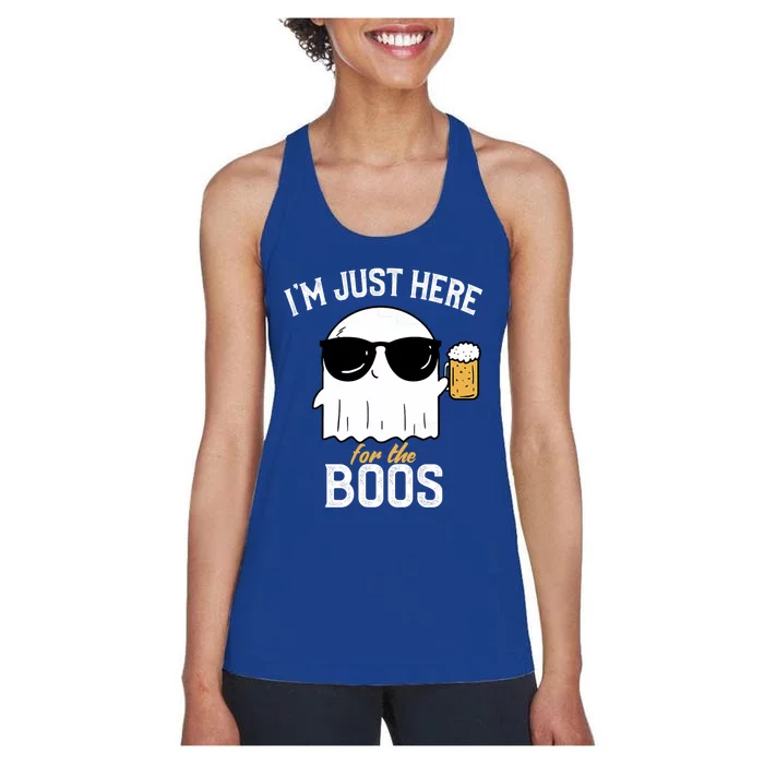 IM Just Here For The Boos Funny Halloween Drinking Women's Racerback Tank