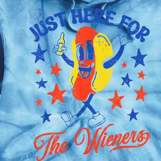 IM Just Here For The Wieners 4th Of July Hot Dog Tie Dye Hoodie