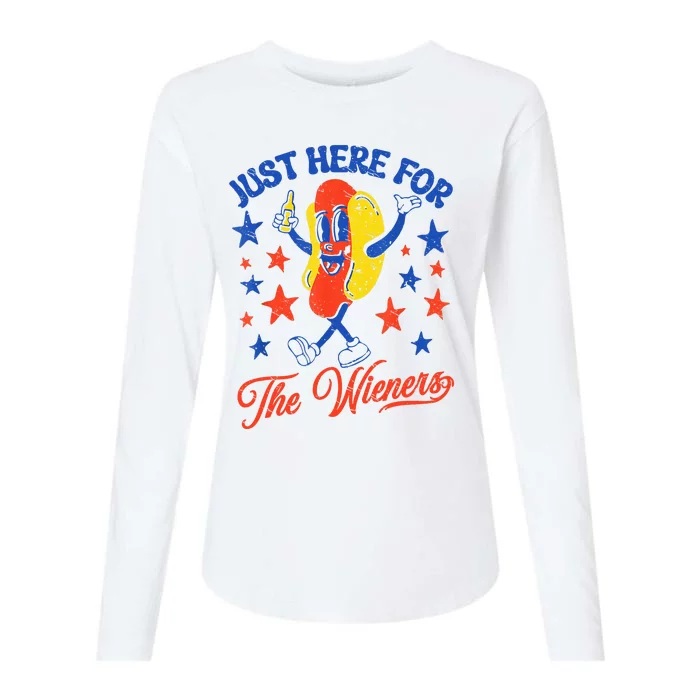 IM Just Here For The Wieners 4th Of July Hot Dog Womens Cotton Relaxed Long Sleeve T-Shirt