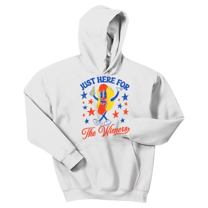 IM Just Here For The Wieners 4th Of July Hot Dog Kids Hoodie