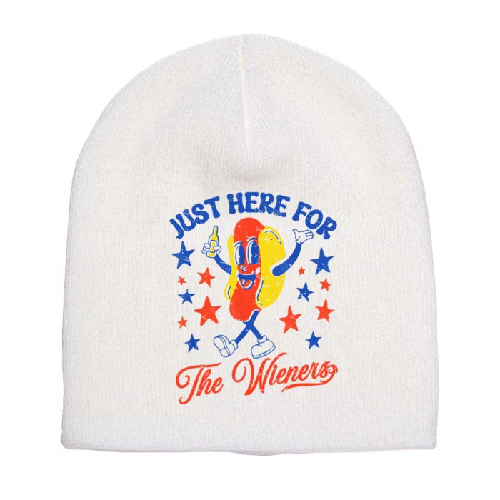 IM Just Here For The Wieners 4th Of July Hot Dog Short Acrylic Beanie