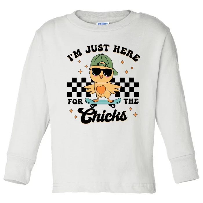 IM Just Here For The Chicks Easter Toddler Long Sleeve Shirt