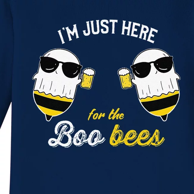 Im Just Here For The Boo Bees Halloween Funny Baby Long Sleeve Bodysuit