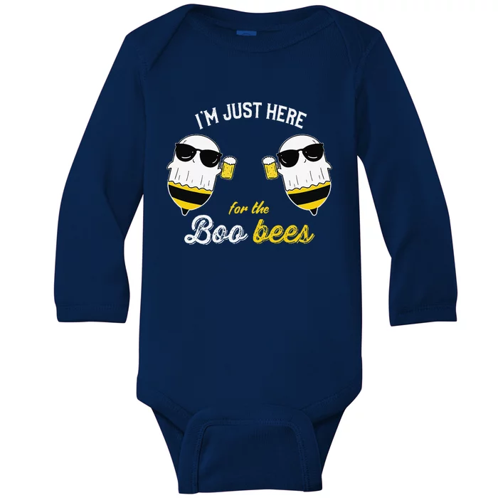 Im Just Here For The Boo Bees Halloween Funny Baby Long Sleeve Bodysuit