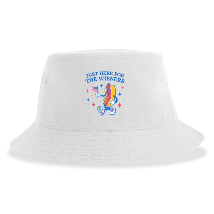 Im Just Here For The Wieners Funny Fourth Of July Sustainable Bucket Hat