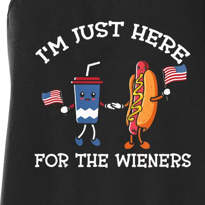 Im Just Here For The Weiners Hot Dogs 4th Of July Women's Racerback Tank