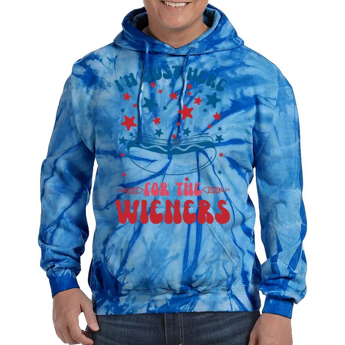 IM Just Here For The Wieners 4th Of July Hot Dog Food Lover Gift Tie Dye Hoodie