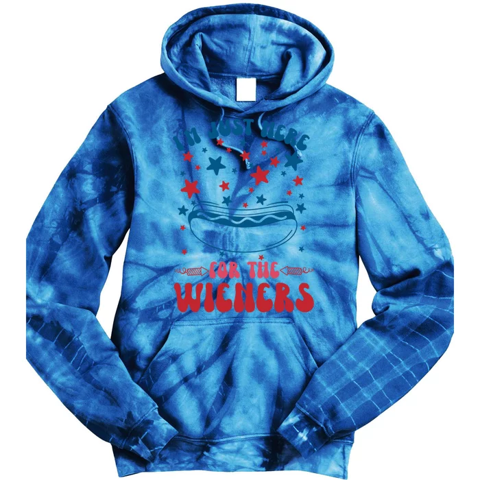 IM Just Here For The Wieners 4th Of July Hot Dog Food Lover Gift Tie Dye Hoodie