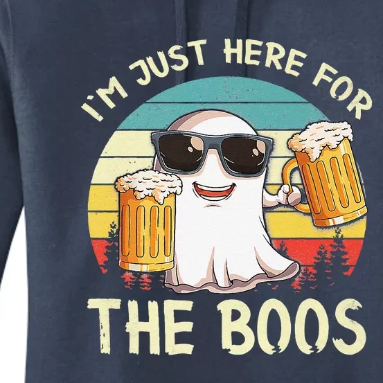 Im Just Here For The Boos Funny Halloween Beer Lovers Drink Women's Pullover Hoodie