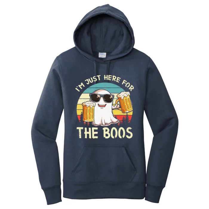 Im Just Here For The Boos Funny Halloween Beer Lovers Drink Women's Pullover Hoodie