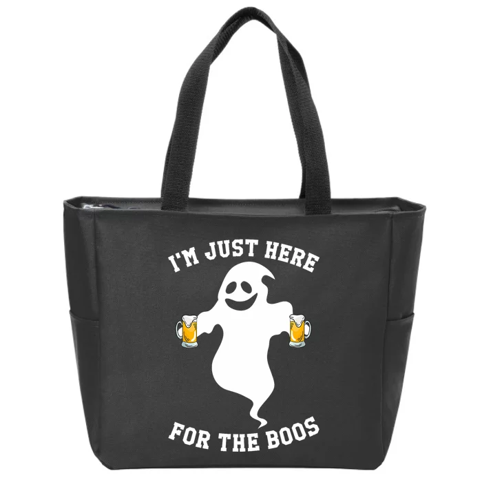 IM Just Here For Boos Halloween Pumpkin Spice Ghost Graphic Zip Tote Bag