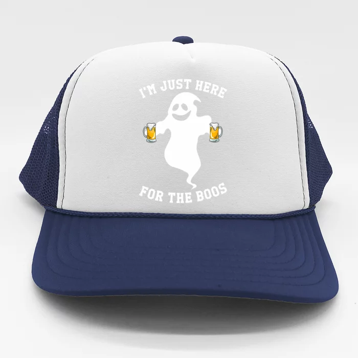 IM Just Here For Boos Halloween Pumpkin Spice Ghost Graphic Trucker Hat