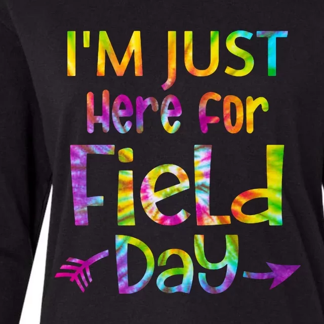 I'm Just Here For Field Day Colorful Womens Cotton Relaxed Long Sleeve T-Shirt