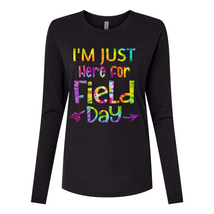 I'm Just Here For Field Day Colorful Womens Cotton Relaxed Long Sleeve T-Shirt