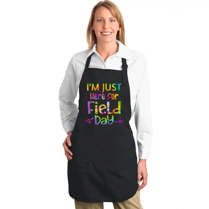 I'm Just Here For Field Day Colorful Full-Length Apron With Pocket