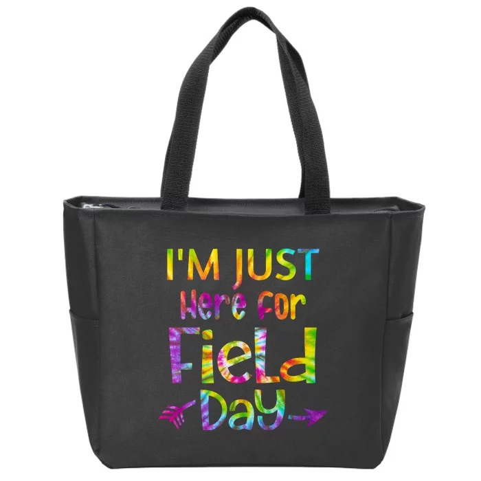 I'm Just Here For Field Day Colorful Zip Tote Bag