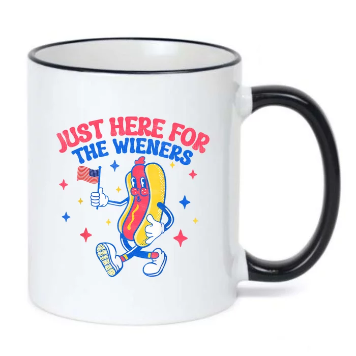 IM Just Here For The Wieners 4th Of July Hot Dog Gift Black Color Changing Mug