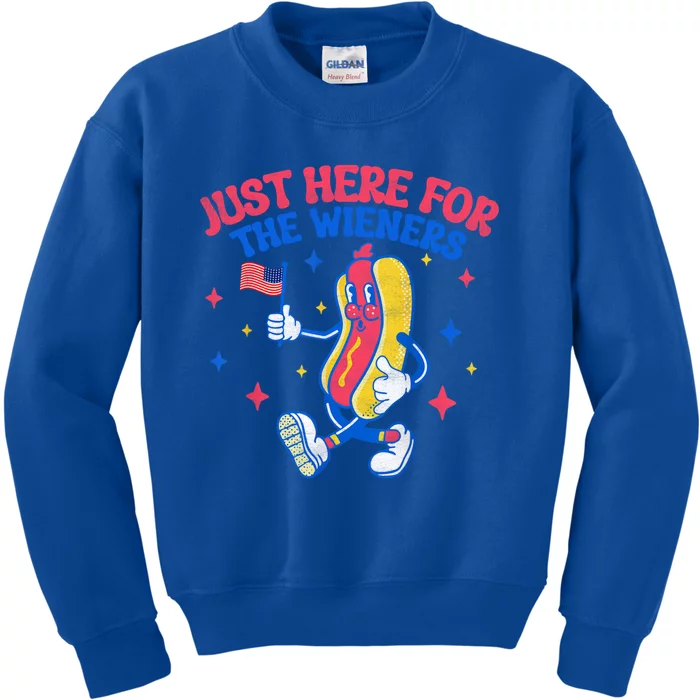 IM Just Here For The Wieners 4th Of July Hot Dog Gift Kids Sweatshirt