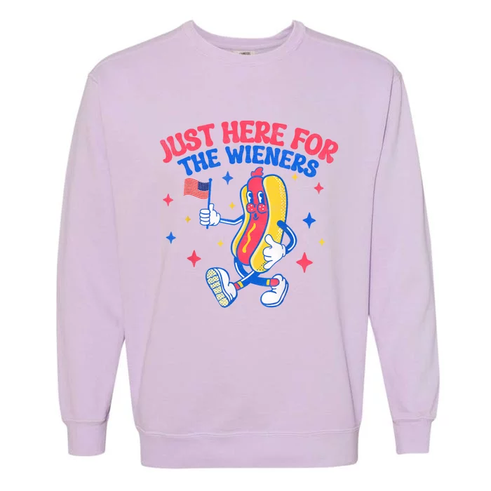 IM Just Here For The Wieners 4th Of July Hot Dog Gift Garment-Dyed Sweatshirt