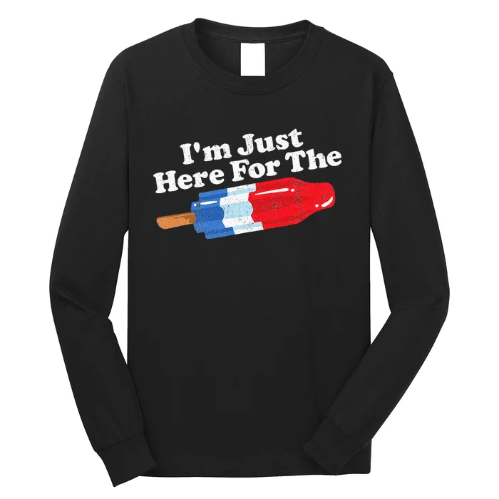 Im Just Here For The Popsicle Funny Bomb Retro 80s Pop Gift Long Sleeve Shirt