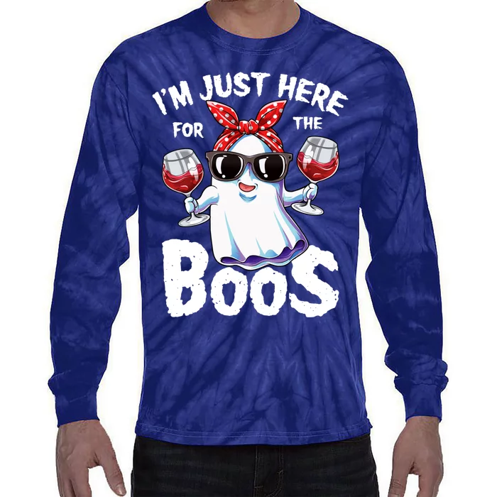 Im Just Here For The Boos Halloween Wo Ghost Cute Funny Tie-Dye Long Sleeve Shirt