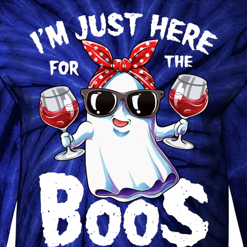 Im Just Here For The Boos Halloween Wo Ghost Cute Funny Tie-Dye Long Sleeve Shirt