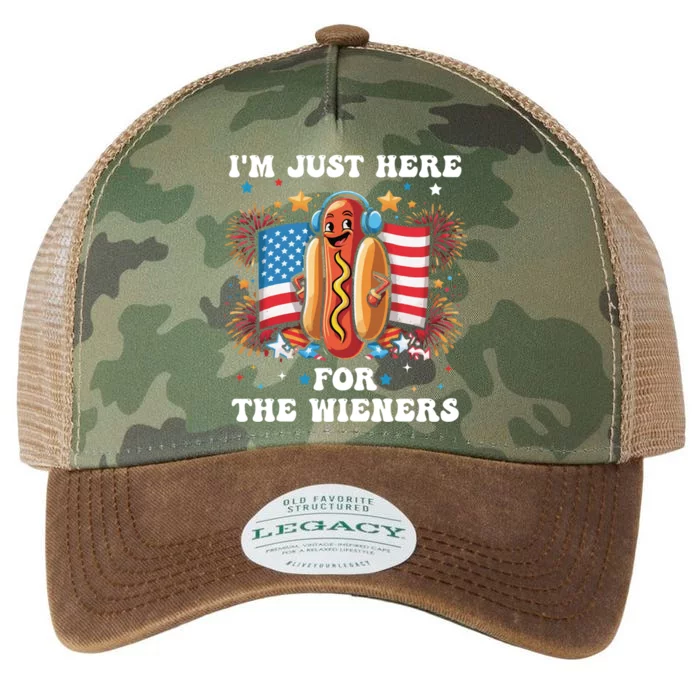 IM Just Here For The Wieners Funny 4th Of July Hot Dog Gift Legacy Tie Dye Trucker Hat