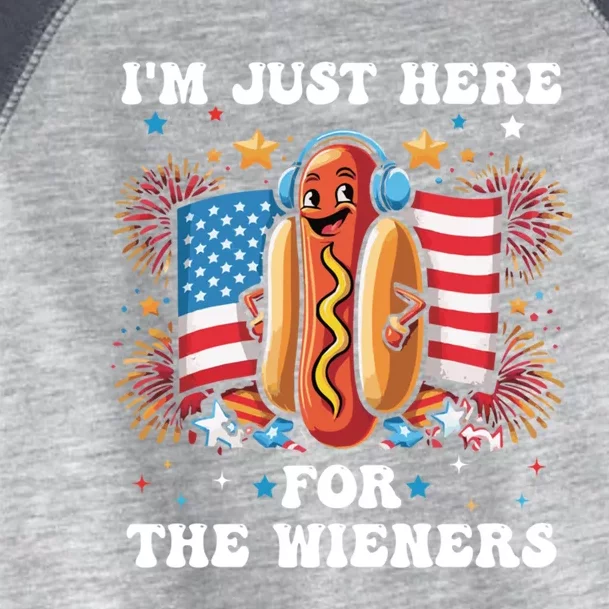 IM Just Here For The Wieners Funny 4th Of July Hot Dog Gift Toddler Fine Jersey T-Shirt