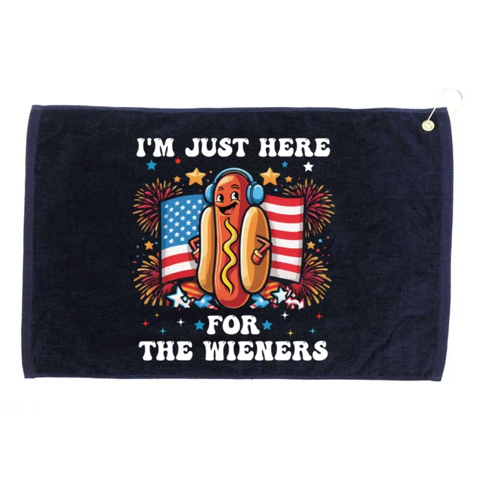 IM Just Here For The Wieners Funny 4th Of July Hot Dog Gift Grommeted Golf Towel