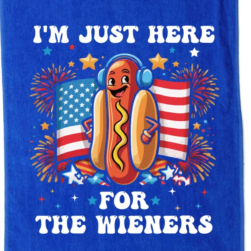 IM Just Here For The Wieners Funny 4th Of July Hot Dog Gift Platinum Collection Golf Towel