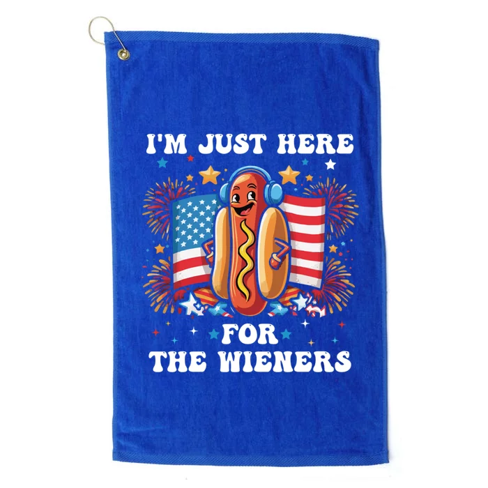 IM Just Here For The Wieners Funny 4th Of July Hot Dog Gift Platinum Collection Golf Towel