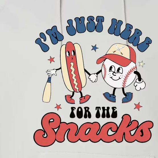 IM Just Here For The Snacks Baseball 4th Of July Hot Dog Performance Fleece Hoodie