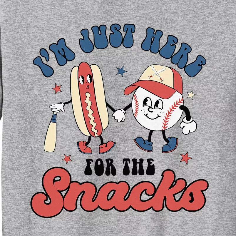 IM Just Here For The Snacks Baseball 4th Of July Hot Dog Tall Sweatshirt