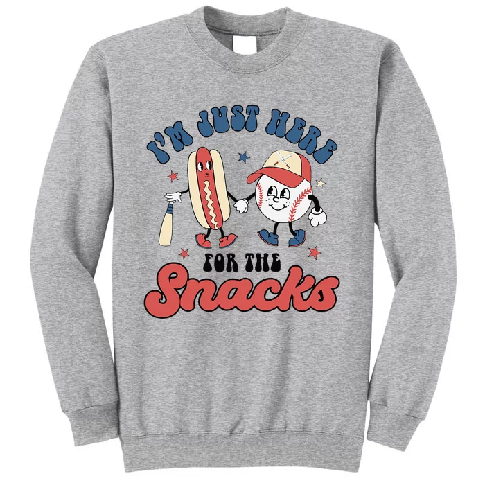 IM Just Here For The Snacks Baseball 4th Of July Hot Dog Tall Sweatshirt