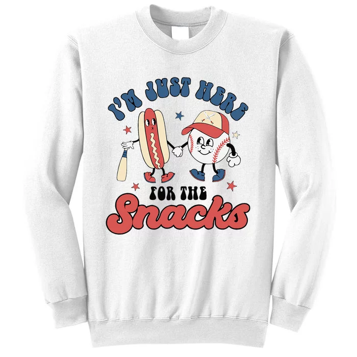 IM Just Here For The Snacks Baseball 4th Of July Hot Dog Sweatshirt