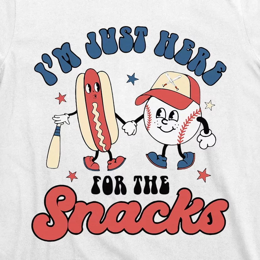 IM Just Here For The Snacks Baseball 4th Of July Hot Dog T-Shirt