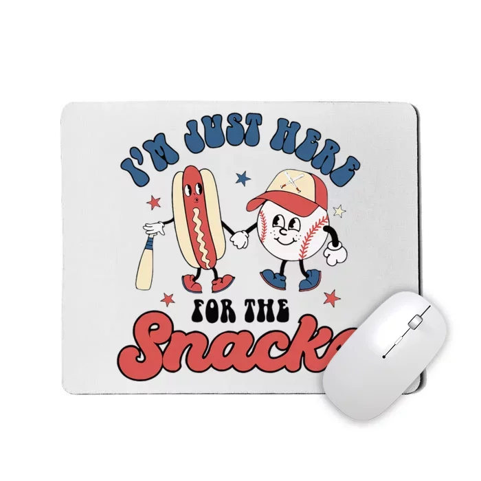 IM Just Here For The Snacks Baseball 4th Of July Hot Dog Mousepad