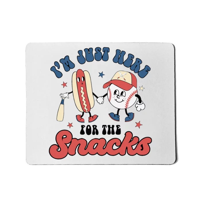 IM Just Here For The Snacks Baseball 4th Of July Hot Dog Mousepad