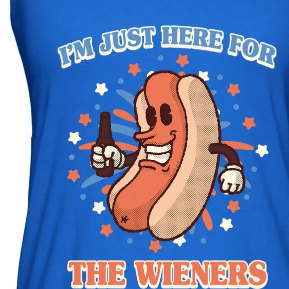 IM Just Here For The Wieners Hot Dog Patriotic 4th Of July Gift Ladies Essential Flowy Tank