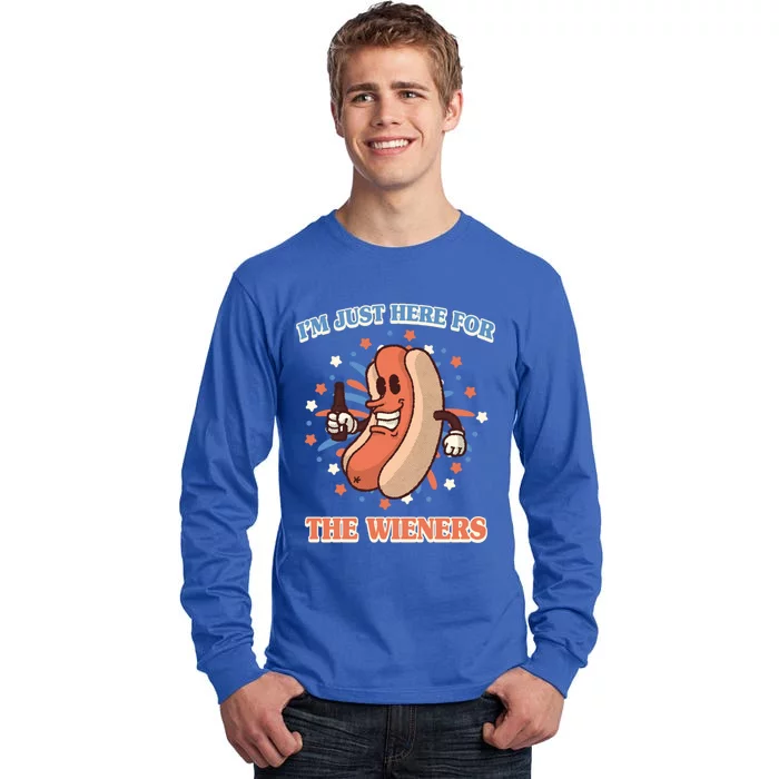 IM Just Here For The Wieners Hot Dog Patriotic 4th Of July Gift Tall Long Sleeve T-Shirt