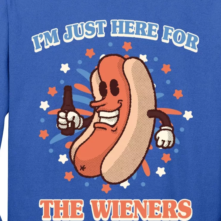 IM Just Here For The Wieners Hot Dog Patriotic 4th Of July Gift Tall Long Sleeve T-Shirt