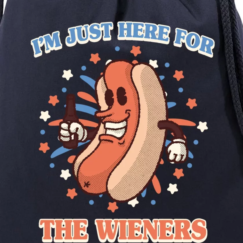 IM Just Here For The Wieners Hot Dog Patriotic 4th Of July Gift Drawstring Bag