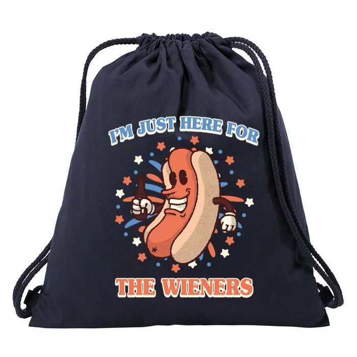 IM Just Here For The Wieners Hot Dog Patriotic 4th Of July Gift Drawstring Bag