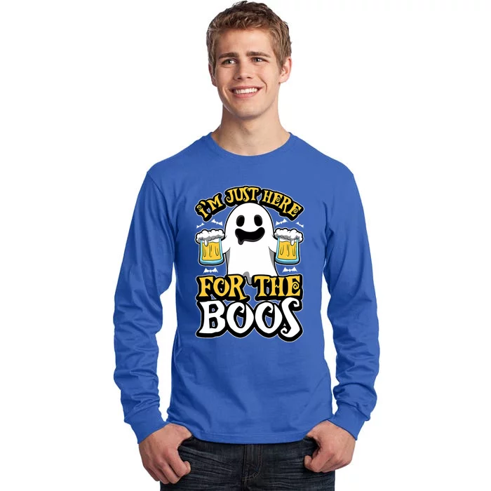 IM Just Here For The Boos Ghost Booze Halloween Costume Tall Long Sleeve T-Shirt