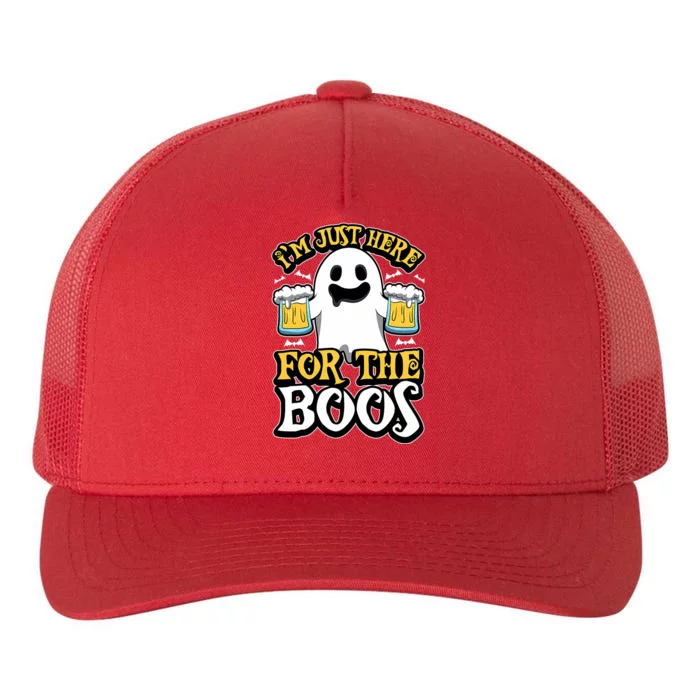 IM Just Here For The Boos Ghost Booze Halloween Costume Yupoong Adult 5-Panel Trucker Hat