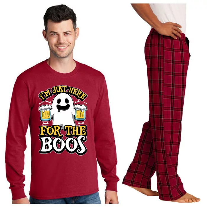 IM Just Here For The Boos Ghost Booze Halloween Costume Long Sleeve Pajama Set