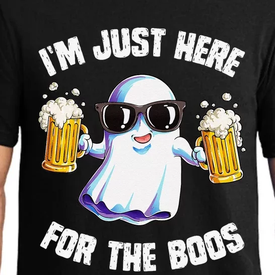 Im Just Here For The Boos Funny Halloween Ghost Funny Funny Pajama Set