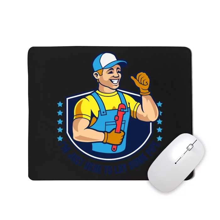 I'M JUST HERE TO LAY SOME PIPE Funny Plumber Pipefitter Joke Mousepad