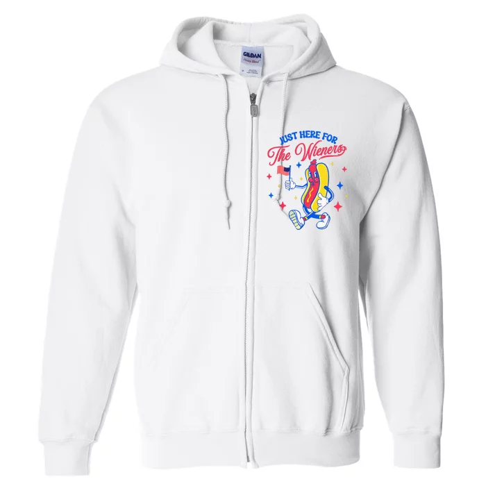 IM Just Here For The Wieners 4th Of July Hot Dog Full Zip Hoodie