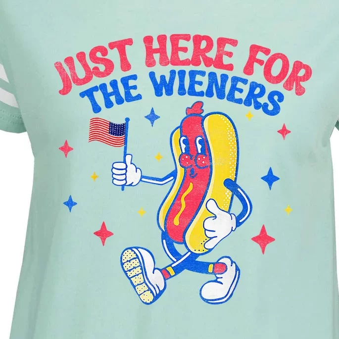 IM Just Here For The Wieners 4th Of July Hot Dog Enza Ladies Jersey Football T-Shirt